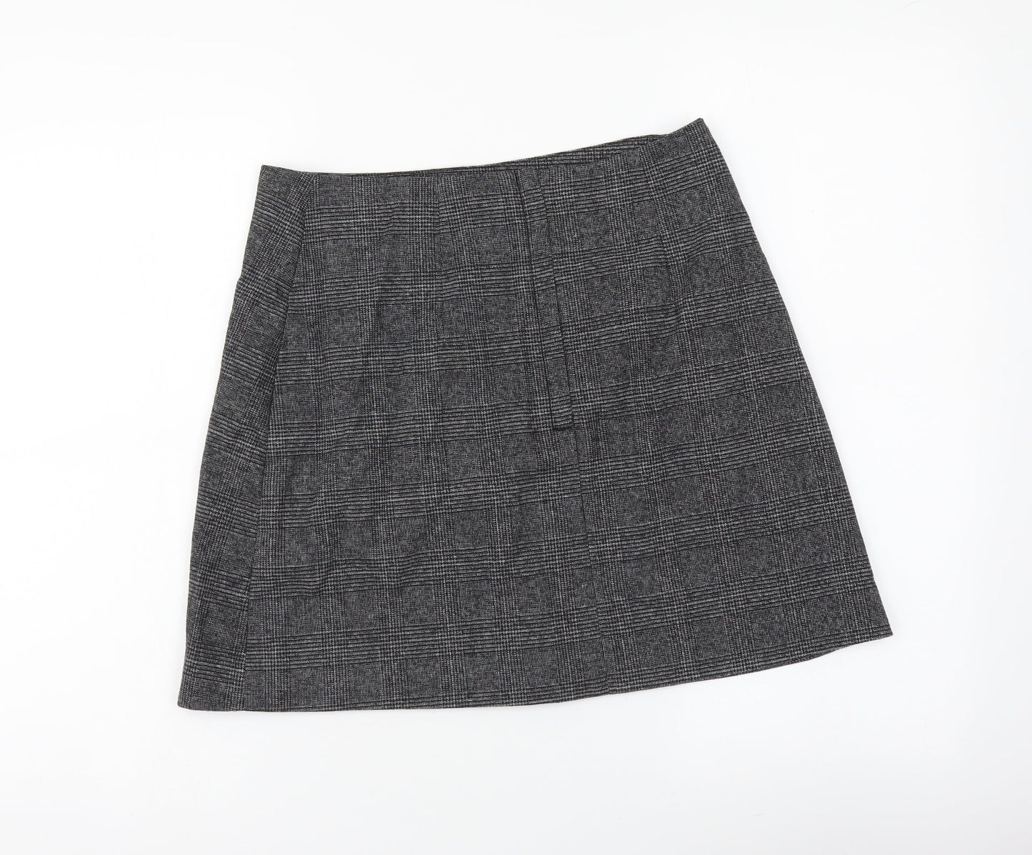 Monki Womens Grey Geometric Polyester A-Line Skirt Size M Zip