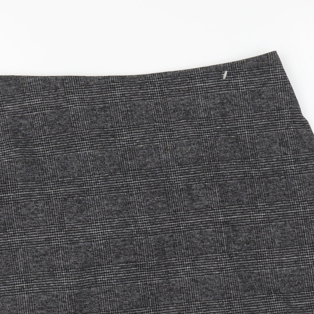 Monki Womens Grey Geometric Polyester A-Line Skirt Size M Zip