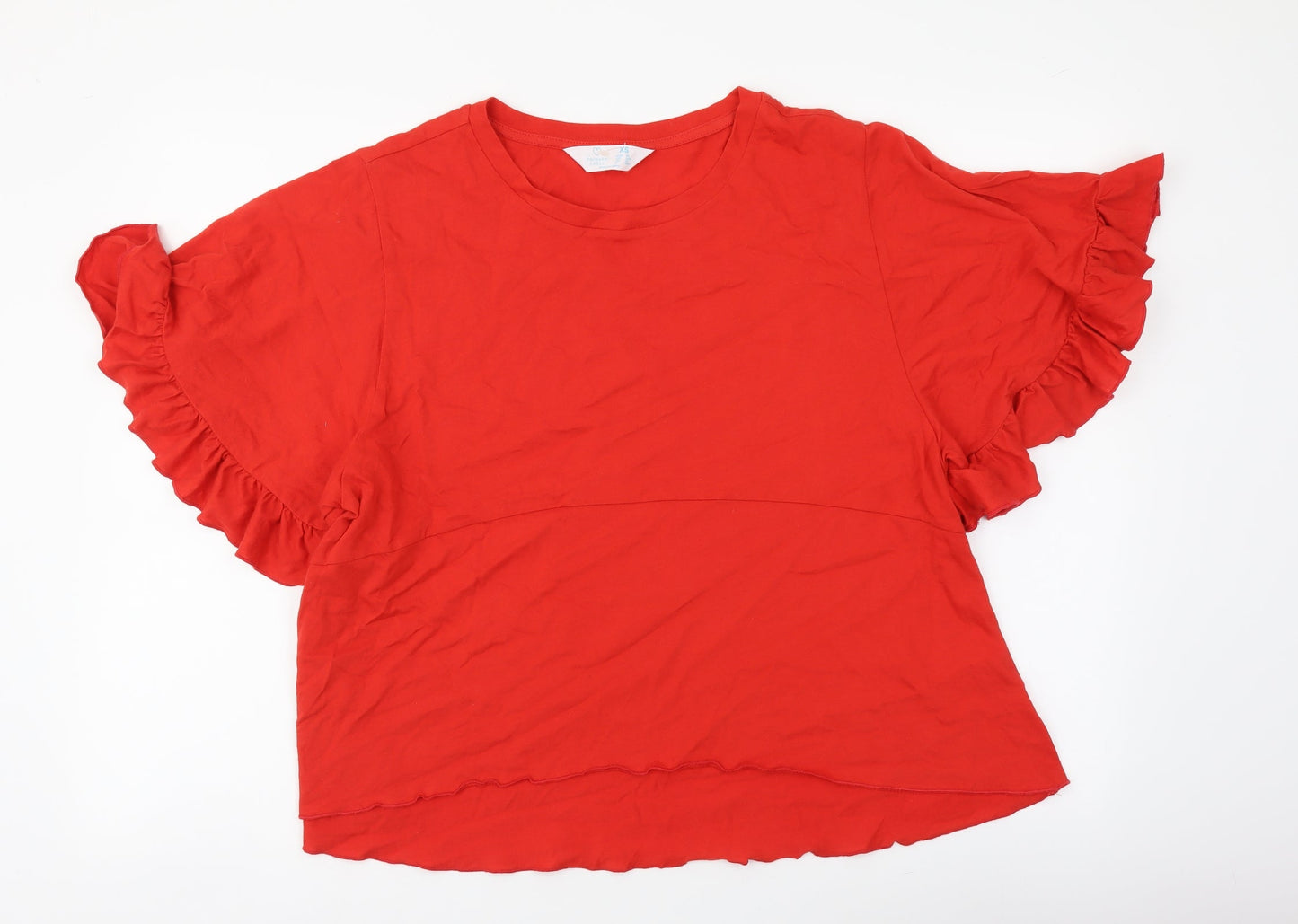 Primark Womens Red Cotton Basic T-Shirt Size S Round Neck