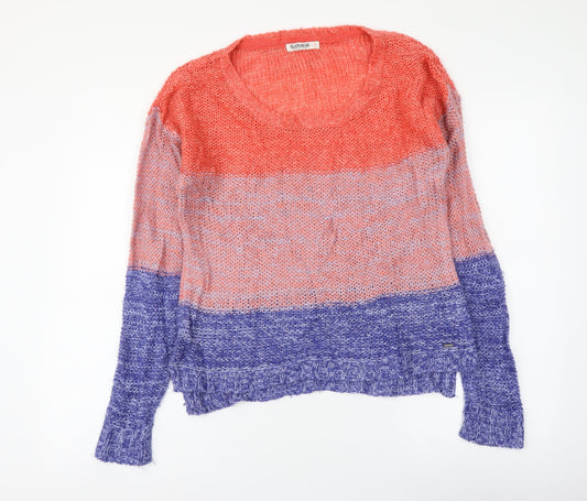 Garage Womens Multicoloured Round Neck Striped Acrylic Pullover Jumper Size M