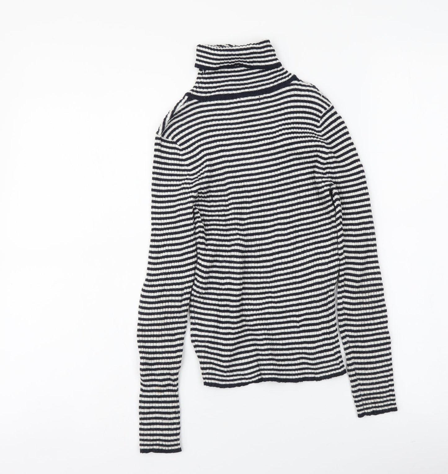 NEXT Girls Blue Roll Neck Striped Polyester Pullover Jumper Size 9 Years Pullover
