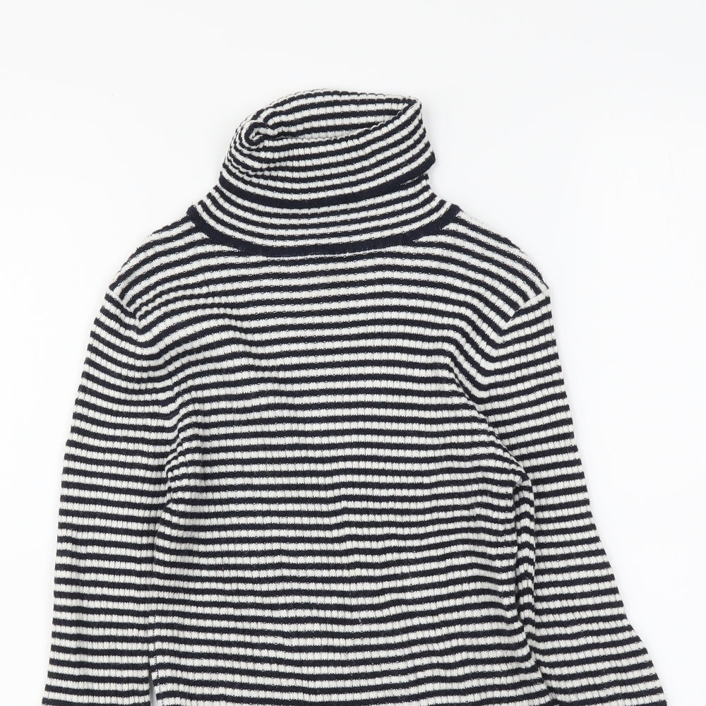 NEXT Girls Blue Roll Neck Striped Polyester Pullover Jumper Size 9 Years Pullover