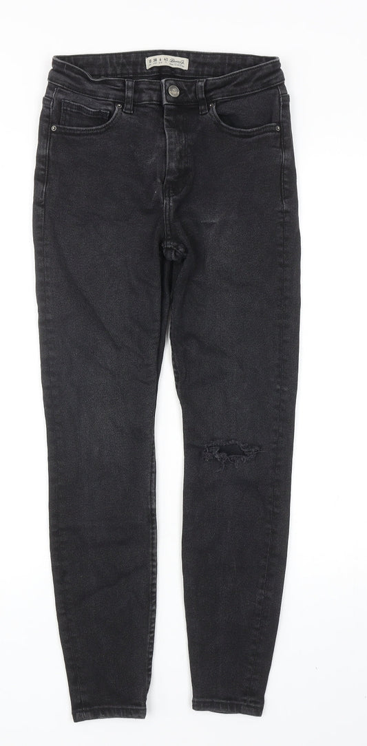 Denim & Co. Womens Black Cotton Skinny Jeans Size 10 Regular Zip