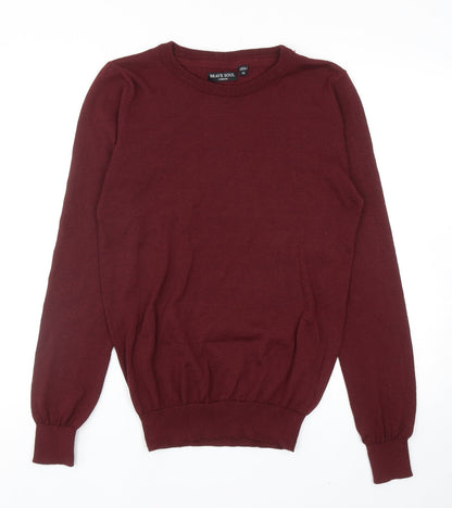 Brave Soul Mens Red Round Neck Polyester Pullover Jumper Size M