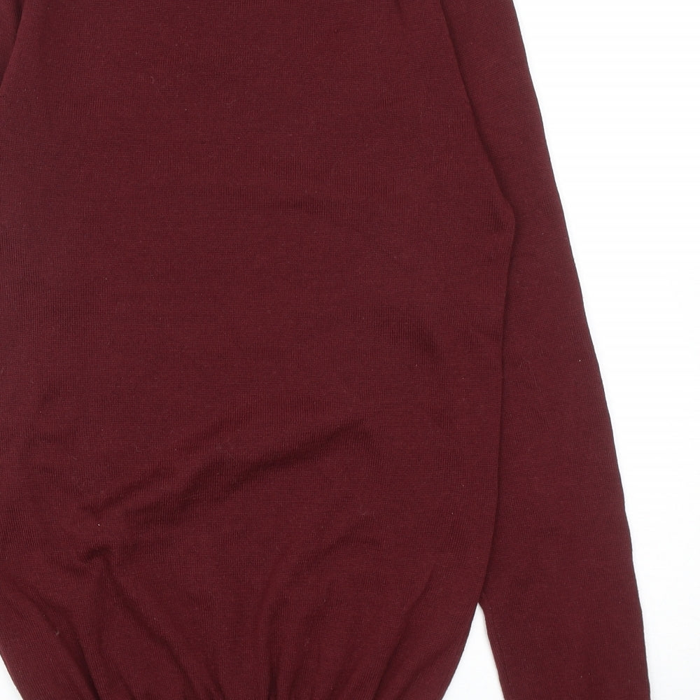 Brave Soul Mens Red Round Neck Polyester Pullover Jumper Size M