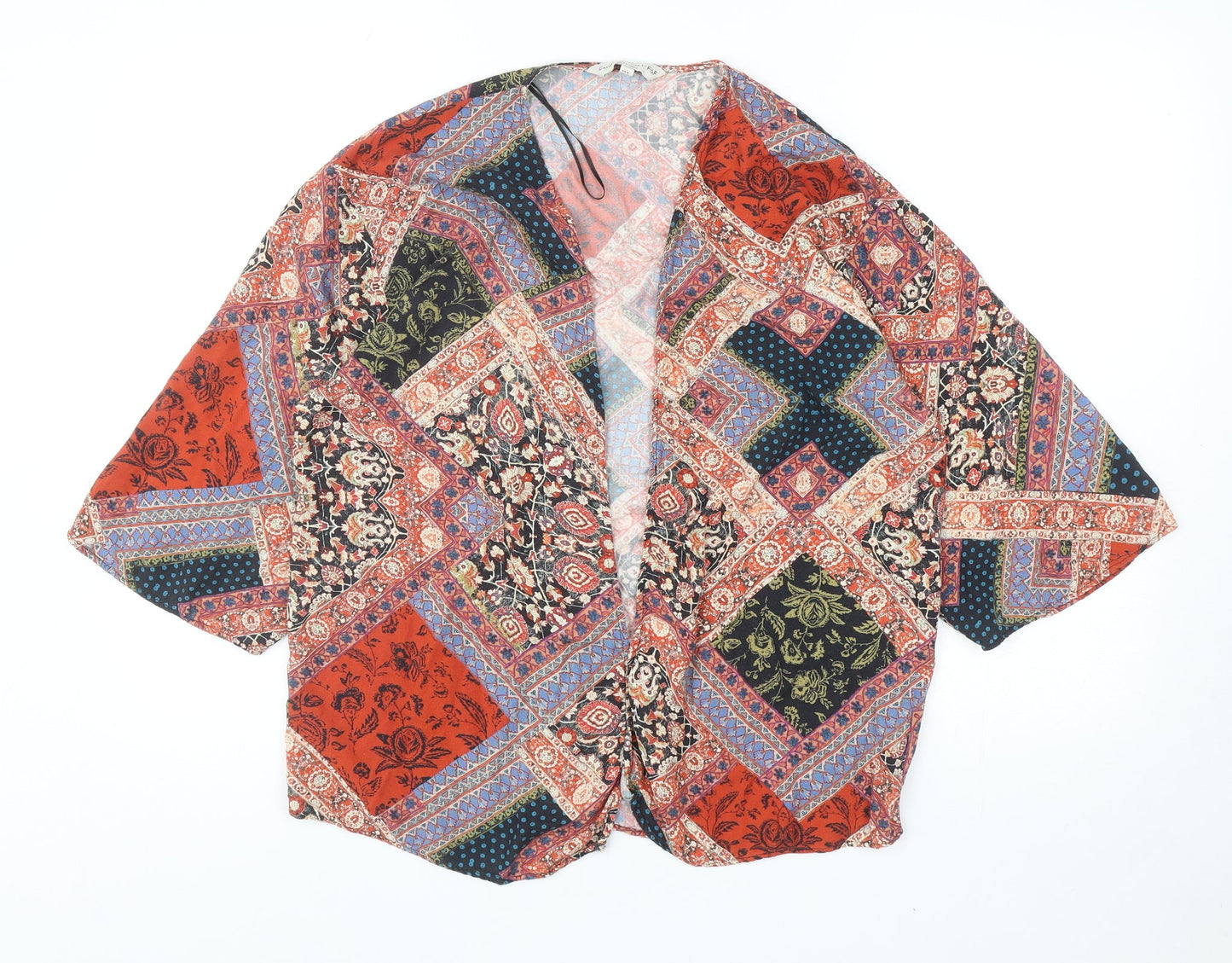 F&F Womens Multicoloured Geometric Viscose Kimono Blouse Size 8 V-Neck