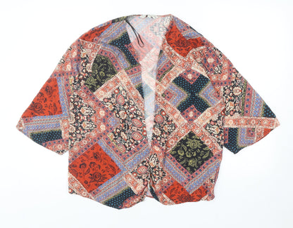 F&F Womens Multicoloured Geometric Viscose Kimono Blouse Size 8 V-Neck