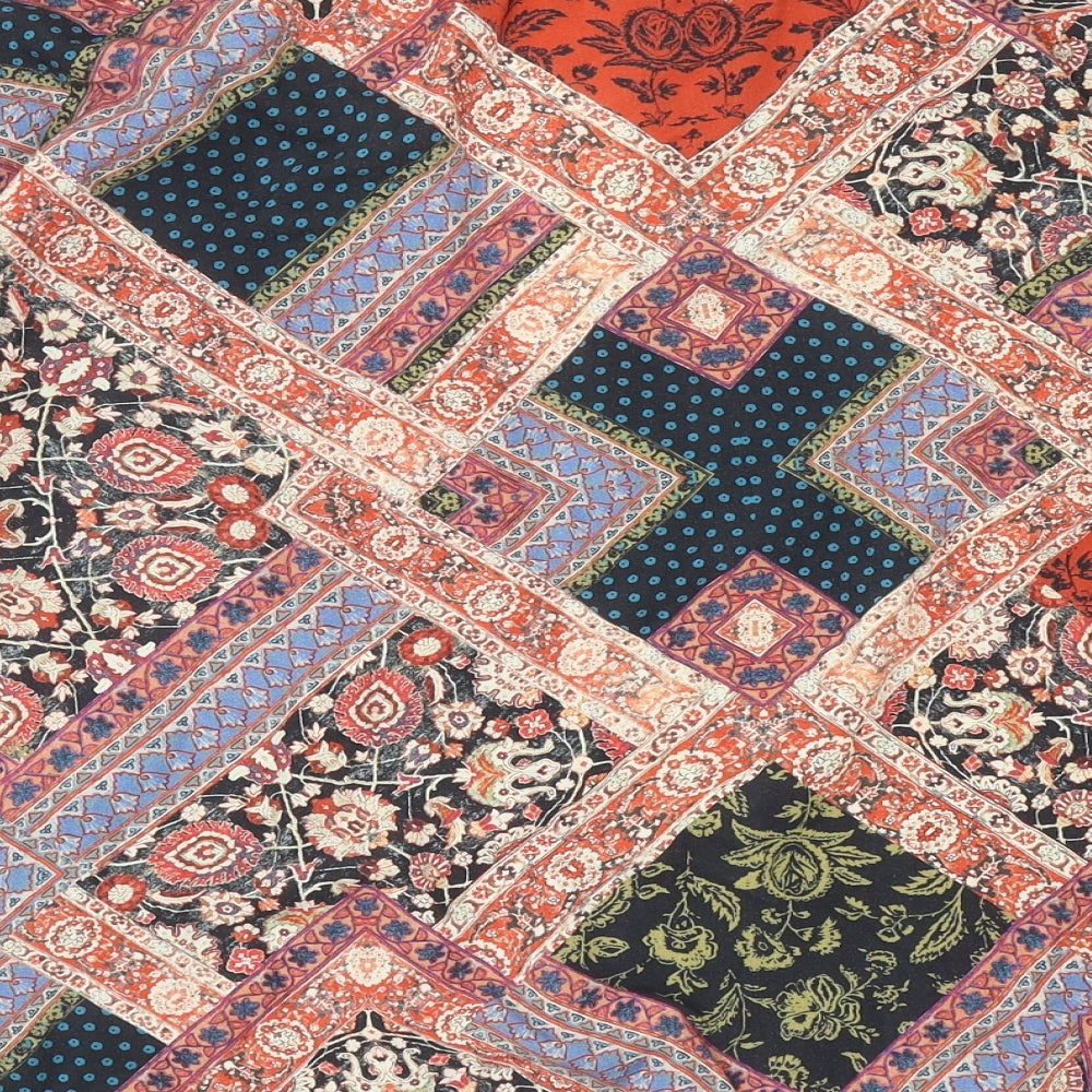 F&F Womens Multicoloured Geometric Viscose Kimono Blouse Size 8 V-Neck