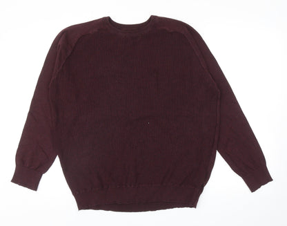 F&F Mens Red Round Neck Cotton Pullover Jumper Size XL