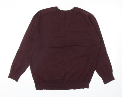 F&F Mens Red Round Neck Cotton Pullover Jumper Size XL