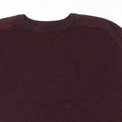 F&F Mens Red Round Neck Cotton Pullover Jumper Size XL