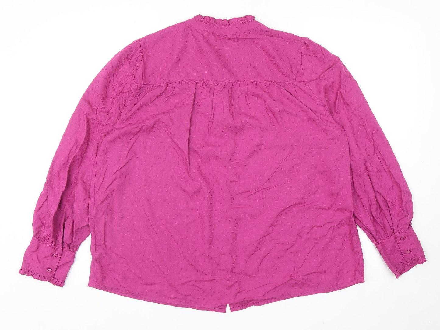 TU Womens Pink Viscose Basic Button-Up Size 14 Mock Neck