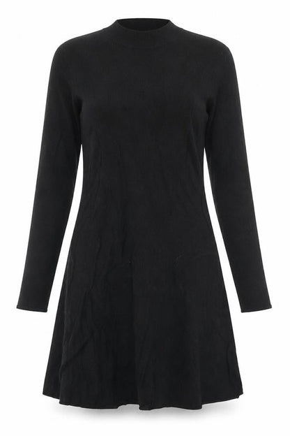 H&M Womens Black Viscose Skater Dress Size S Mock Neck Pullover