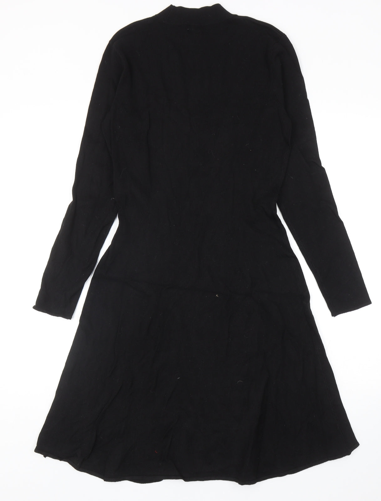 H&M Womens Black Viscose Skater Dress Size S Mock Neck Pullover