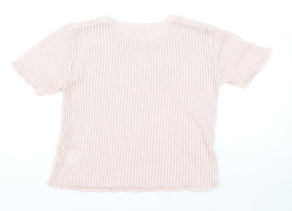 Womens UK Size S Cooperative Pink Basic T-Shirt