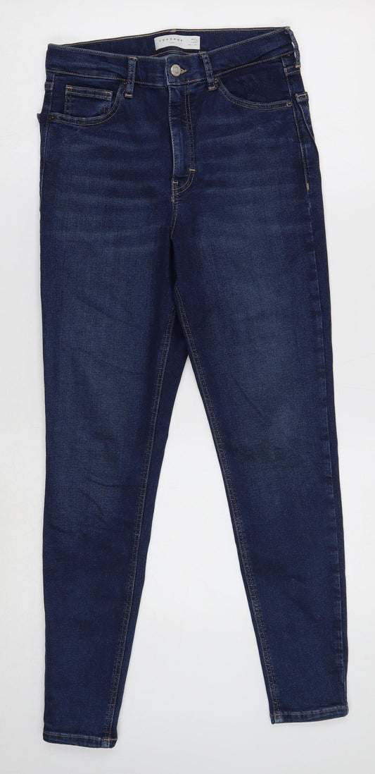 Topshop Womens Blue Cotton Skinny Jeans Size 28 in L32 in Regular Button