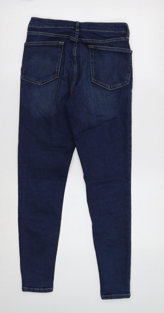 Topshop Womens Blue Cotton Skinny Jeans Size 28 in L32 in Regular Button