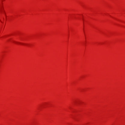 JH Collectibles Womens Red Polyester Basic Button-Up Size 12 Round Neck - Contrasting Trim