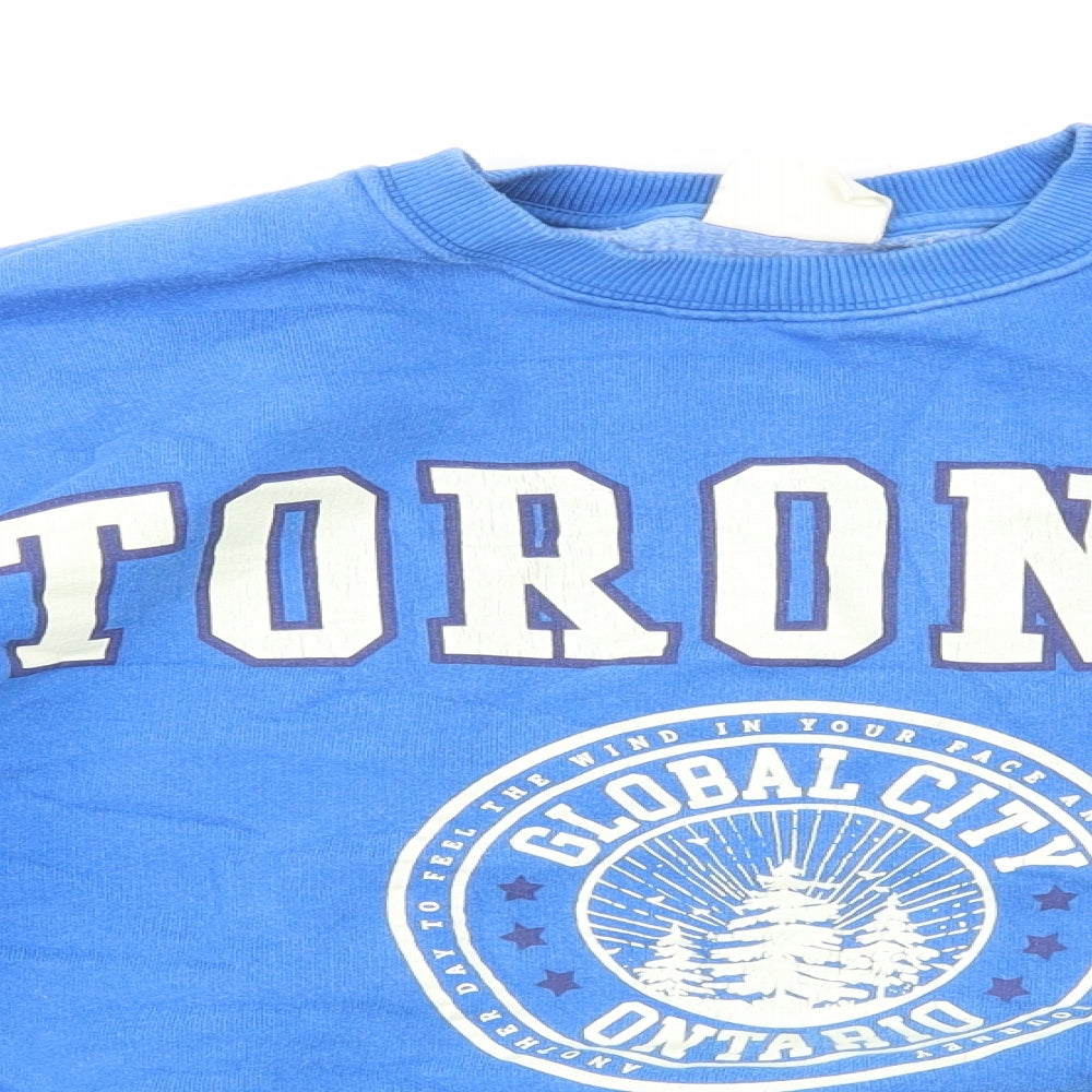 Womens UK Size XS Pull&Bear Blue Pullover Sweatshirt