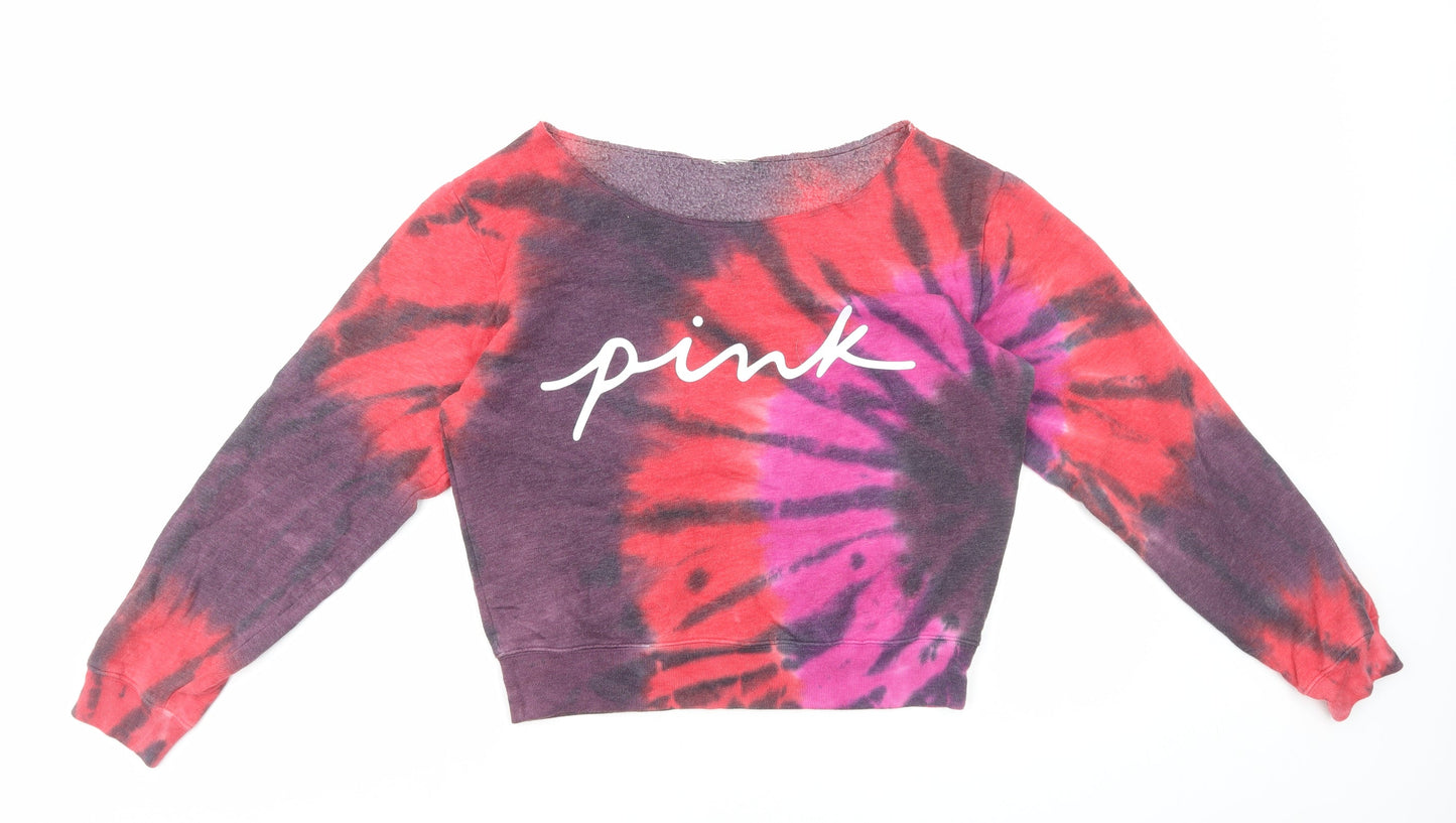 PINK Womens Multicoloured Cotton Pullover Sweatshirt Size S Pullover