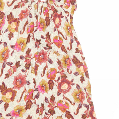 Primark Womens Multicoloured Floral Viscose Mini Size 4 Scoop Neck Pullover