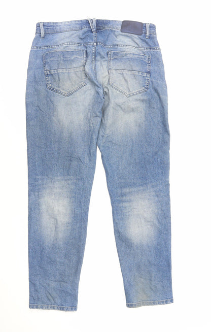 JBH Mens Blue Cotton Straight Jeans Size L Slim Zip