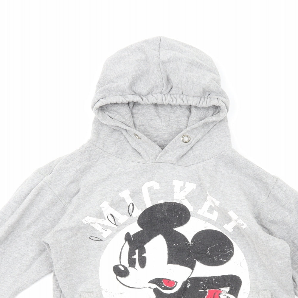 Disneyland Paris Girls Grey Cotton Pullover Hoodie Size 12 Years Pullover - Mickey Mouse