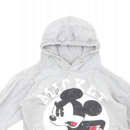 Disneyland Paris Girls Grey Cotton Pullover Hoodie Size 12 Years Pullover - Mickey Mouse