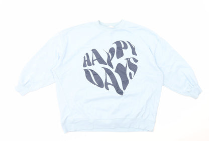 Primark Womens Blue Cotton Pullover Sweatshirt Size L Pullover - Happy Days