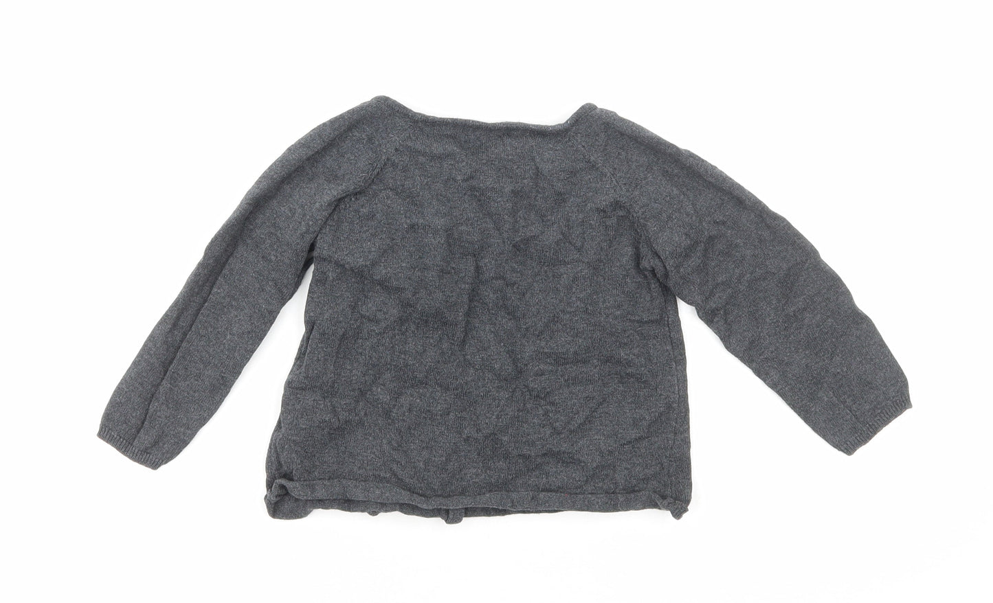 La Redoute Girls Grey Cotton Cardigan Jumper Size 12-18 Months Button