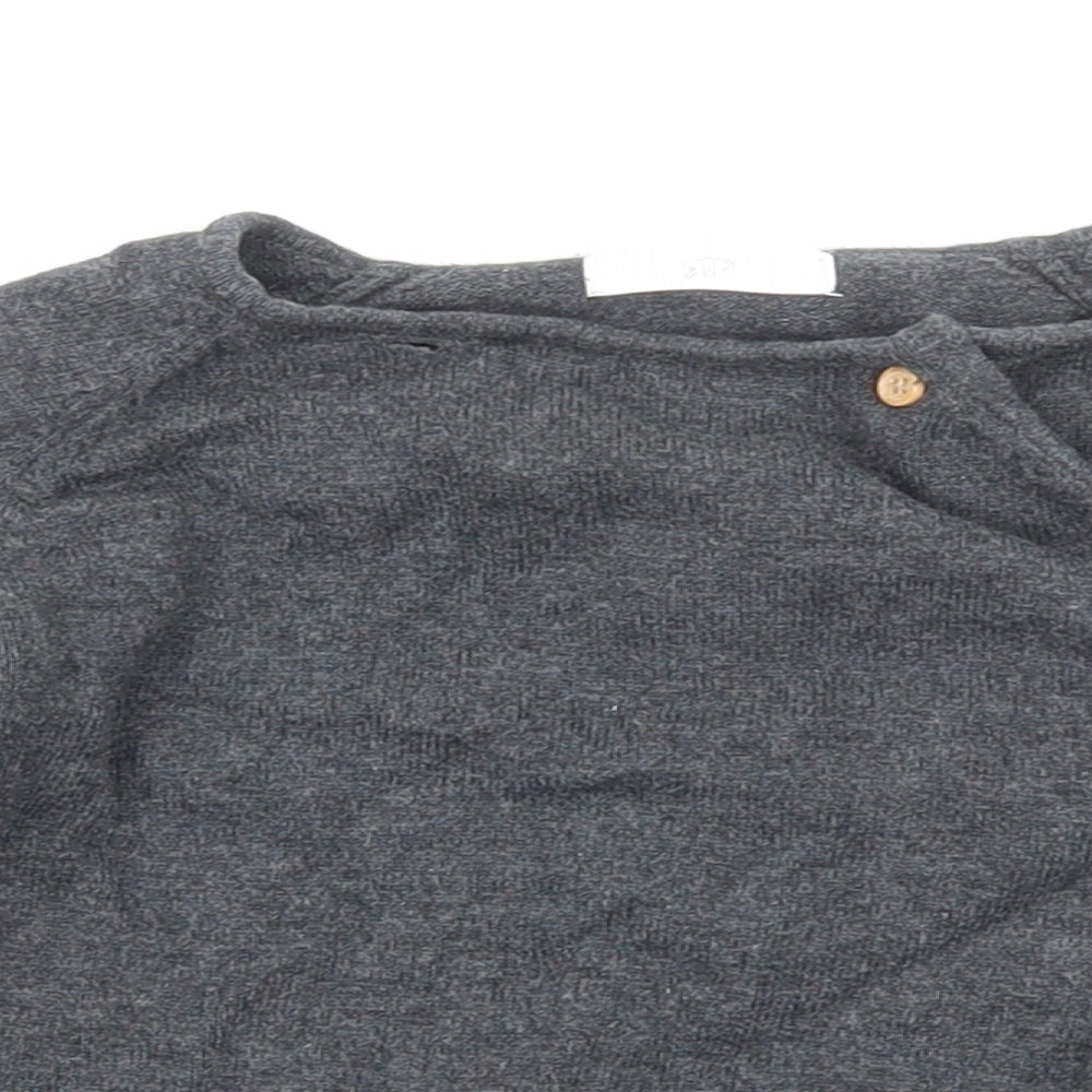 La Redoute Girls Grey Cotton Cardigan Jumper Size 12-18 Months Button