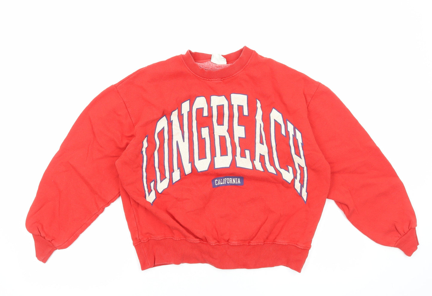 Womens UK Size S Pull&Bear Red Pullover Sweatshirt