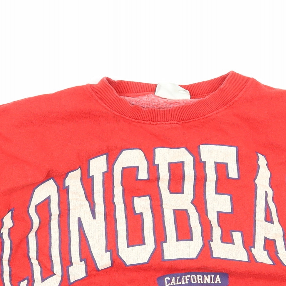 Womens UK Size S Pull&Bear Red Pullover Sweatshirt