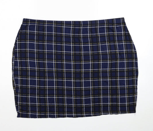 Boohoo Womens Blue Geometric Viscose Bandage Skirt Size 28