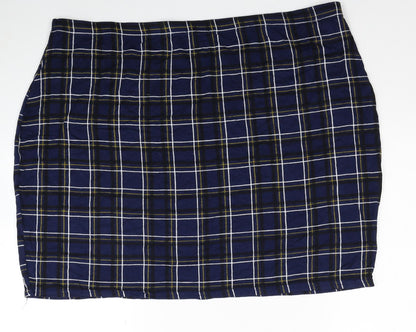 Boohoo Womens Blue Geometric Viscose Bandage Skirt Size 28