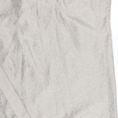 Oasis Womens Beige Polyester Basic Tank Size 10 Round Neck - Metallic Wrap Back Detail