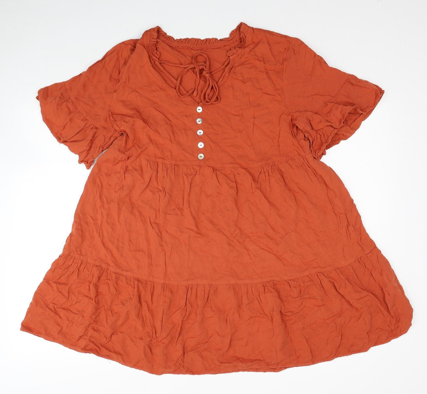 Cupshe Womens Orange Viscose A-Line Size S Sweetheart Tie