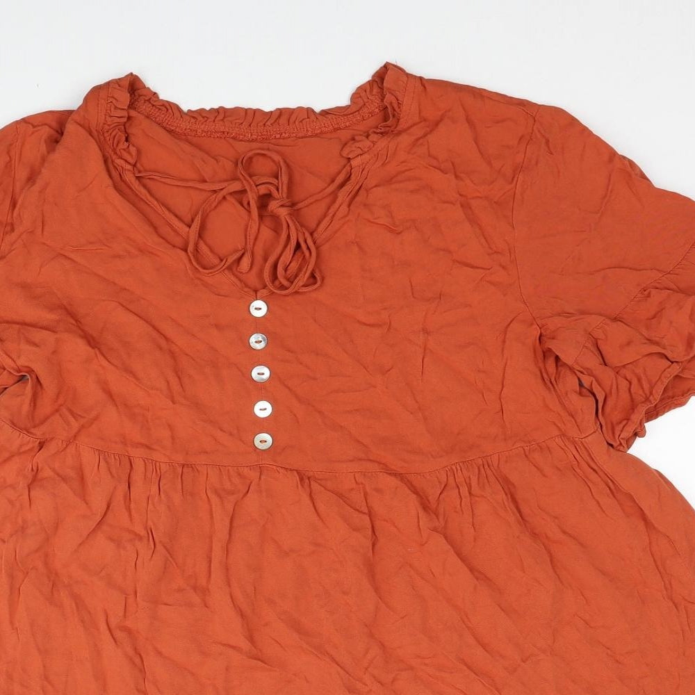 Cupshe Womens Orange Viscose A-Line Size S Sweetheart Tie