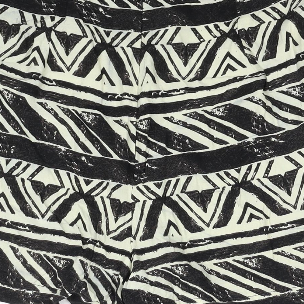 Topshop Womens Black Geometric Viscose Culotte Shorts Size 10 Regular Zip