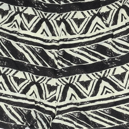 Topshop Womens Black Geometric Viscose Culotte Shorts Size 10 Regular Zip