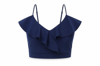 Quiz Womens Blue Polyester Cropped Blouse Size 6 V-Neck