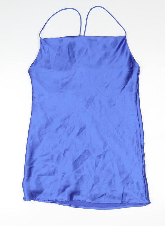 Zara Womens Blue Polyester Mini Size S Square Neck Pullover