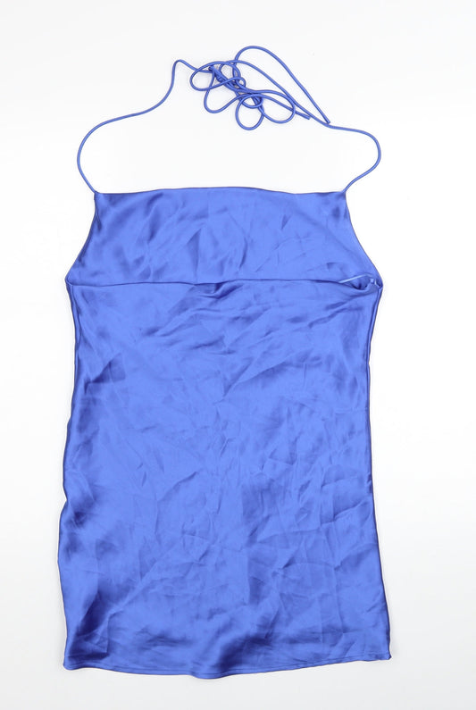 Zara Womens Blue Polyester Mini Size S Square Neck Pullover