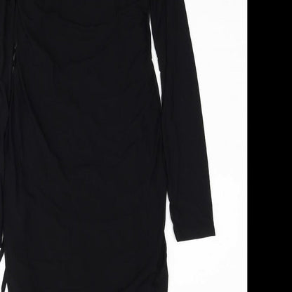 Missguided Womens Black Polyester Pencil Dress Size 10 Round Neck Pullover