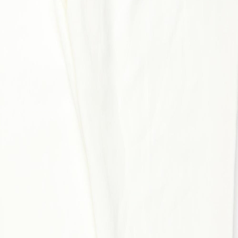 MJA Womens White Polyester Trousers Size S Regular Drawstring