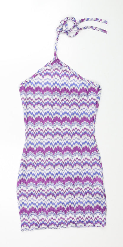 Missguided Womens Multicoloured Geometric Polyester Mini Size 4XL Halter Tie