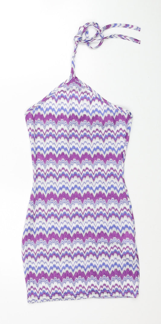 Missguided Womens Multicoloured Geometric Polyester Mini Size 4XL Halter Tie