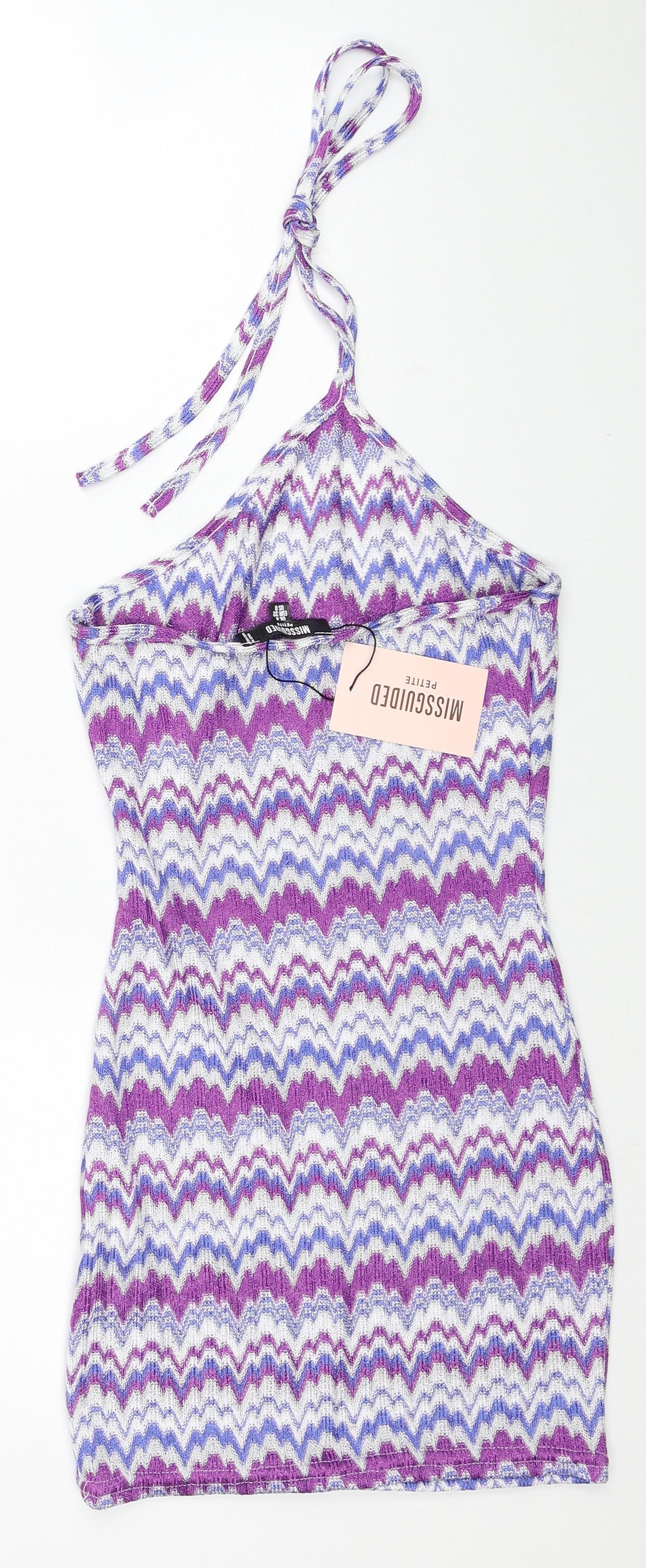 Missguided Womens Multicoloured Geometric Polyester Mini Size 4XL Halter Tie