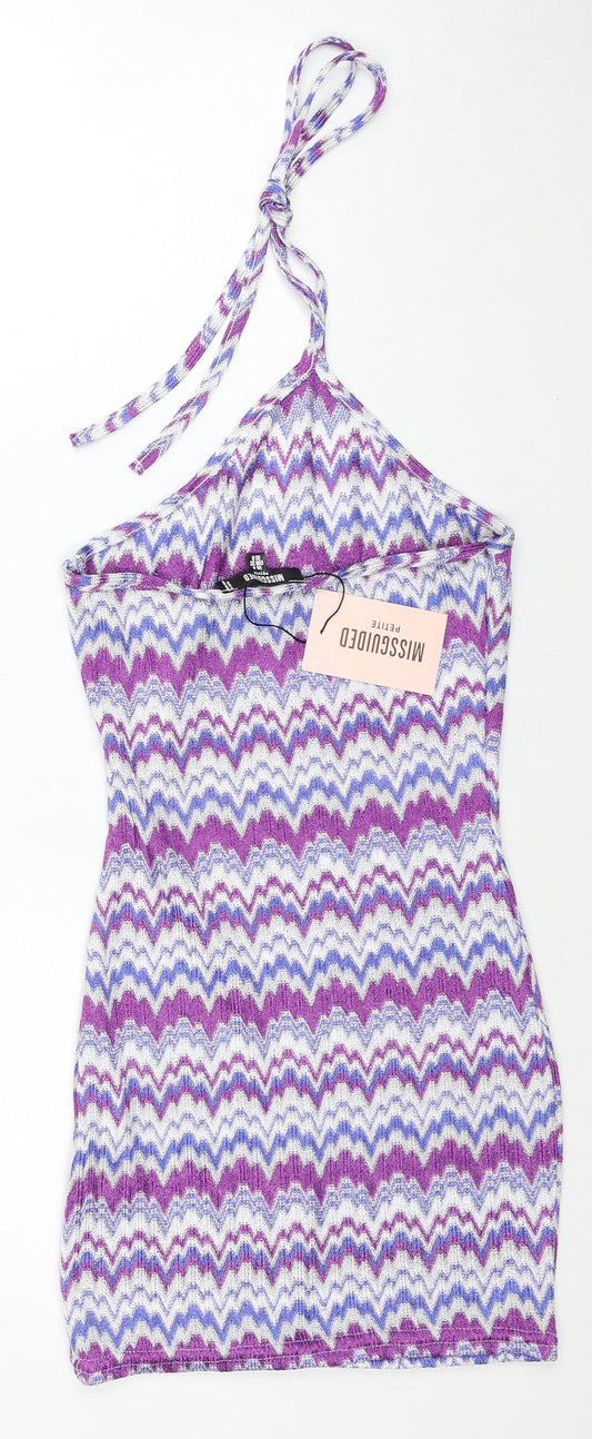 Missguided Womens Multicoloured Geometric Polyester Mini Size 4XL Halter Tie