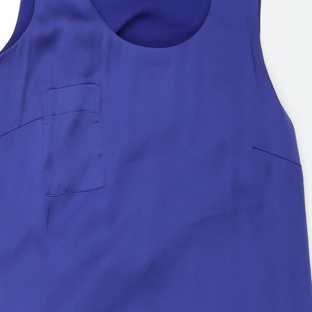 Marks and Spencer Womens Blue Colourblock Polyester Shift Size 12 Scoop Neck Pullover